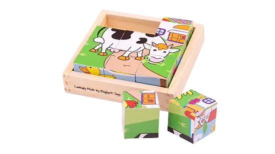 Blokpuzzel Boerderij - BIGJIGS - Compact Formaat - Puzzel Dieren