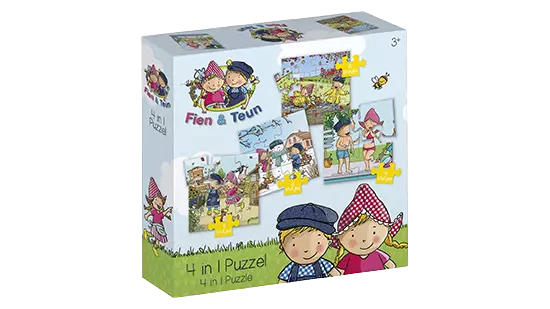 Fien & Teun puzzel 4 in 1 educatief peuter speelgoed - kinderpuzzel