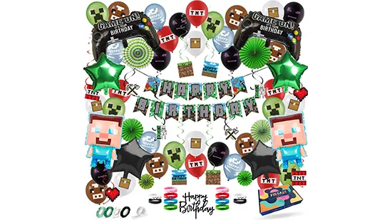 Fissaly® 81 Stuks Minecraft Verjaardag Versiering
