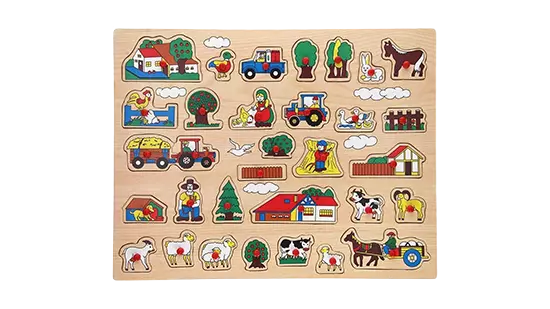 Houten Knopjespuzzel Boerderij 31 stukjes