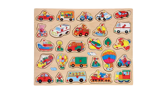 Johntoy houten knopjes puzzel voertuigen