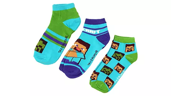 Minecraft Steve & Creeper 3 Pack Zomer Sokken
