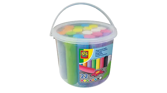 SES - Stoepkrijt emmer - 22 stuks - 8 kleuren inclusief zwart