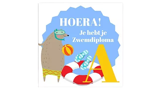 Tegeltje Zwemdiploma A - Cadeau diploma afzwemmen