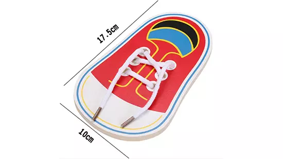 Veterstrikken - oefenschoen - leren veters strikken